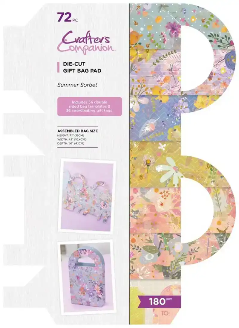 Crafters Companion Die Cut Gift Bag Pads  Summer Sorbet