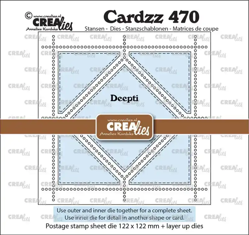 Cardzz stansen no. 470, Postzegelvel Deepti (vierkant met gedraaid vierkant)