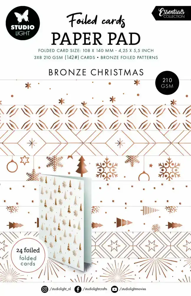 Studio Light Essentials Foiled Cards Bronze patterns