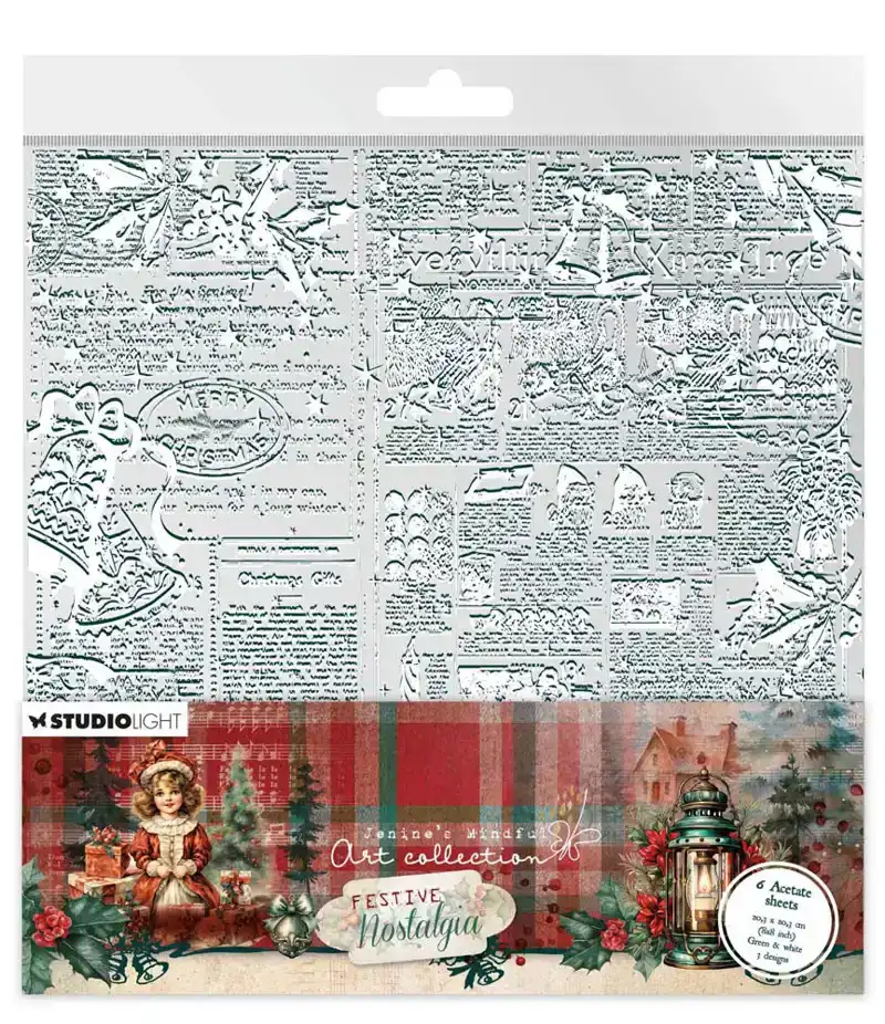 JMA Acetate sheets white & Green Festive Nostalgia