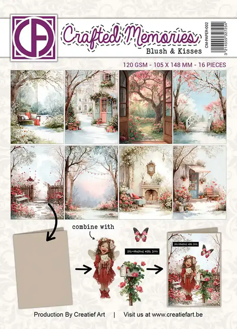 Blush and kisses A6 collagepapier