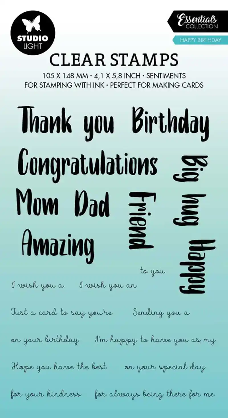 Studio Light Clear Stamps Happy Birthday Engels