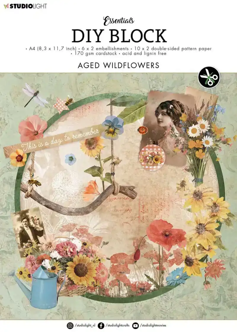 Studio Light DIY block Aged Wild Flowers