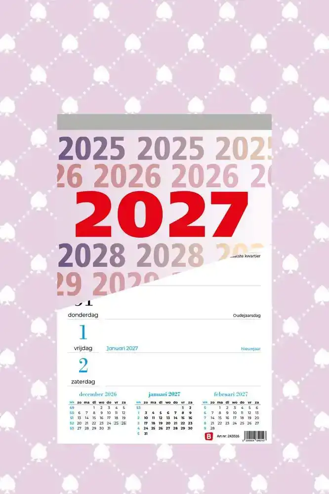 Weekblok schoppen roze 2027