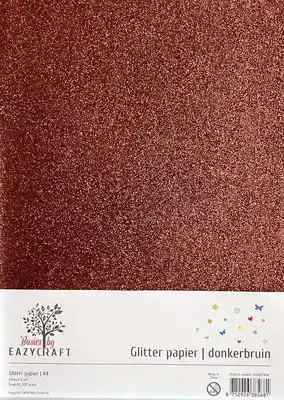 Eazycraft - Glitterpapier A4 - Donkerbruin (5st)