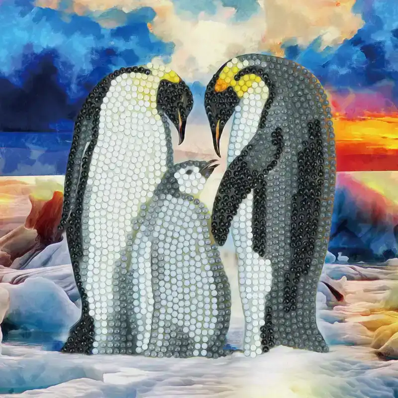 Crystal card kit A83 penguin family 18x18cm