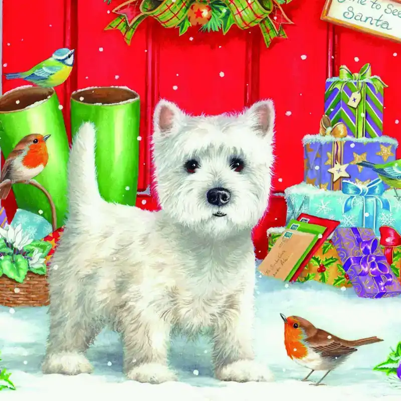 Exclusieve Crystal Card Kit Westie 18x18 cm