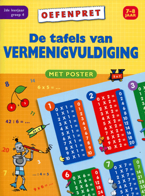Mijn oefenboek met poster De tafels van vermenigvuldiging 7-8 jaar