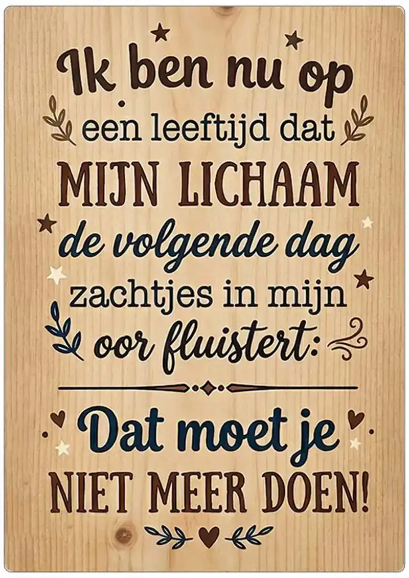 Spreukenbordje: ...mijn lichaam fluistert...| Houten Tekstbord