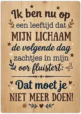 Spreukenbordje: ...mijn lichaam fluistert...| Houten Tekstbord