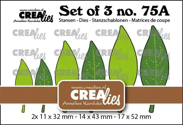Crealies Snijmal Set of 3 no. 75a, Dichte bladeren 21 met/zonder stippen (spiegelbeeld)