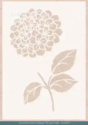 Card deco essentials stencil blue meadow blue hydrangea A5