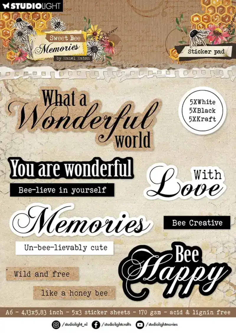 Sweet bee memories sticker paper pad sentiments