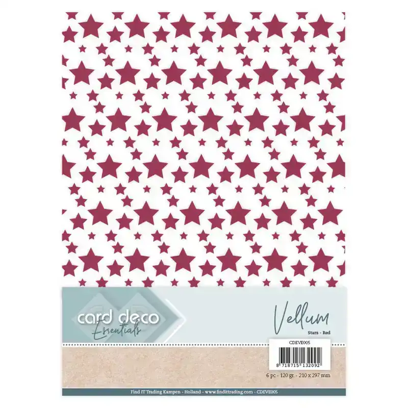 Vellum Stars Red card deco
