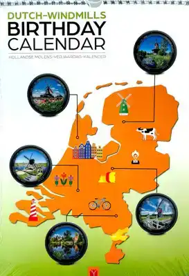Birthday calendar Dutch wind mills