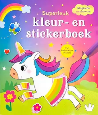 Superleuk kleur- en stickerboek unicorn