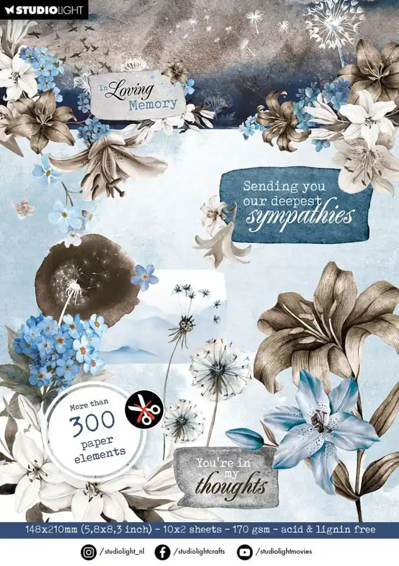Studi oLight in loving memory die cut block paper elements