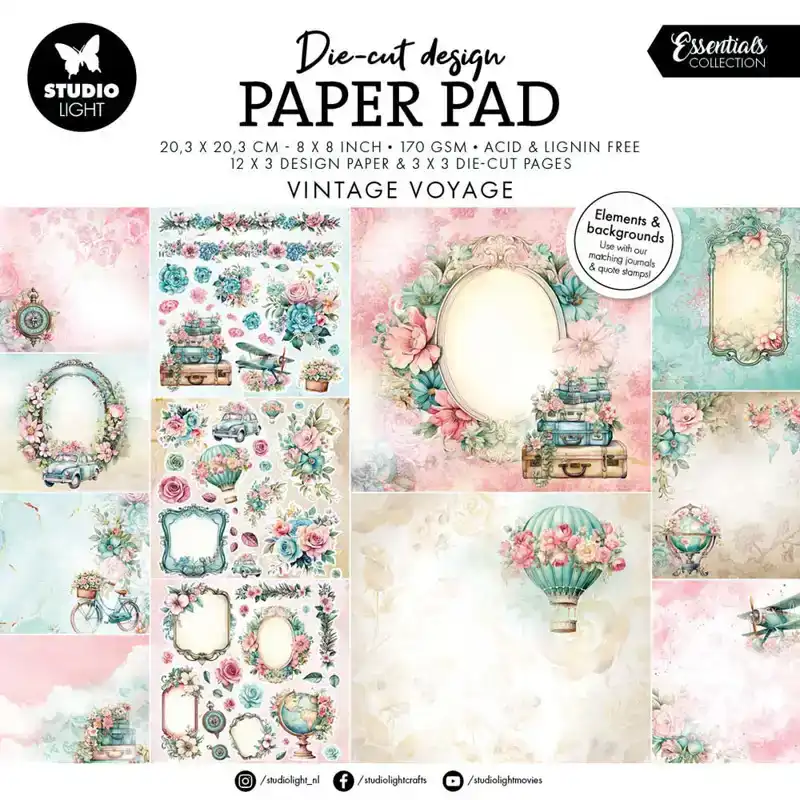 Die-cut design paper pad paper & elements vintage voyage 36vel