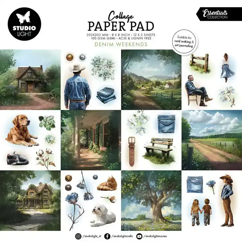 Studio Light Essentials Collage Paper Pad Denim Weekends