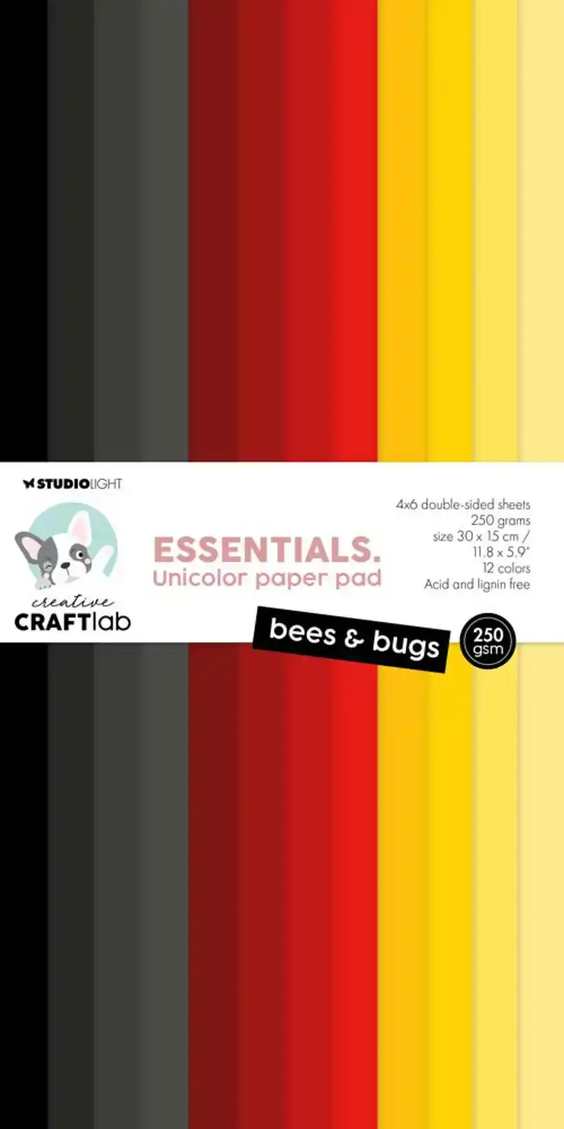 Creative Craftlab unicolor paperpad bees & bugs - 24 vel.