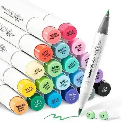 Ohuhu Honolulu B24 Basic Colors Alcohol Markers Dual Tip Set