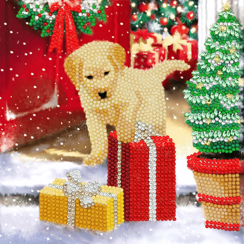 Crystal card kit XM64 labrador pup partial painting