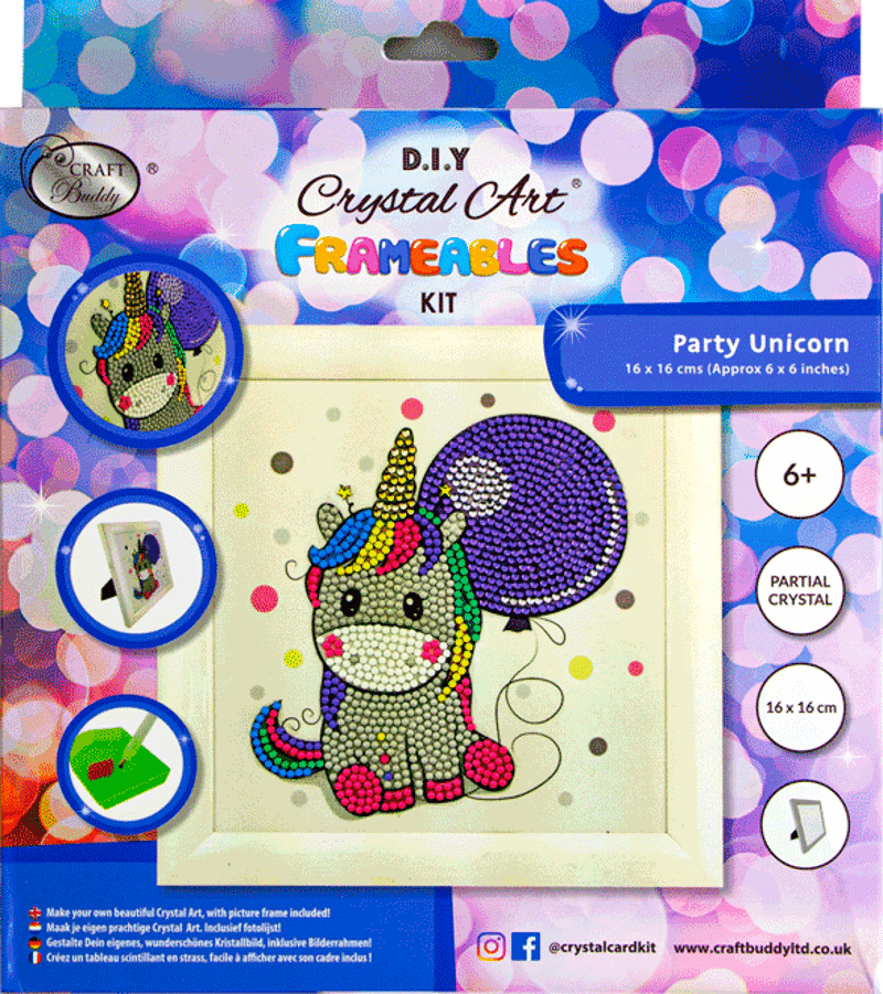 Crystal art kit feest eenhoorn in lijst
