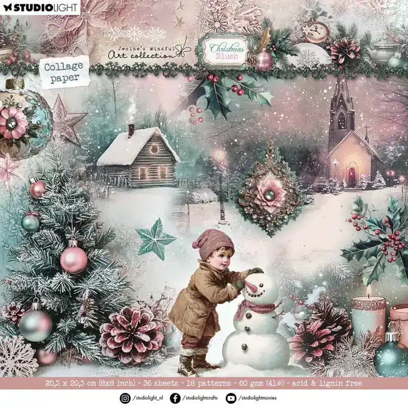 JMA Collage Paper Pad Backgrounds & Elements Christmas Blush