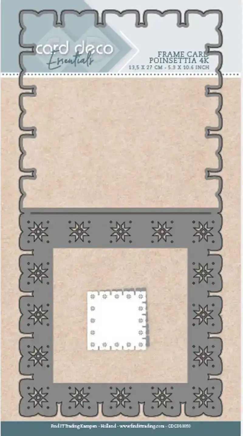 Card Deco Essentials Snijmal Frame Poinsettia Vierkant