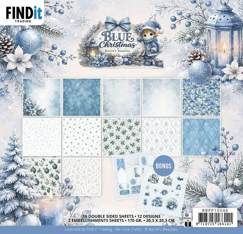 Paperpack Berries Beauties Blue Christmas 20x20 cm