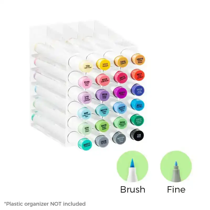 Ohuhu Honolulu B24 Basic Colors Alcohol Markers Dual Tip Set