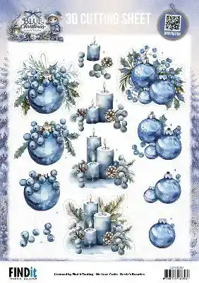 3D Cutting Sheet Berries Beauties Blue Christmas Christmas Lanterns/ Christmas Feelings