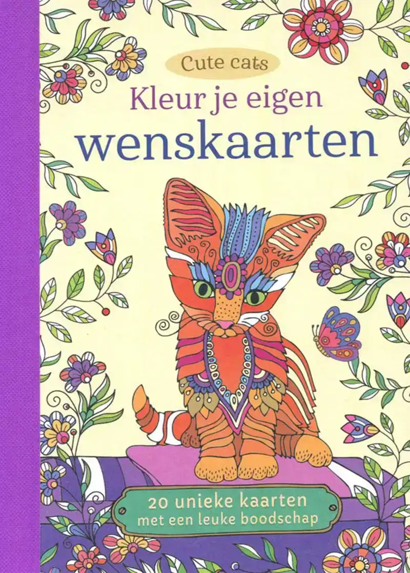 Kleur je eigen wenskaarten Cute cats