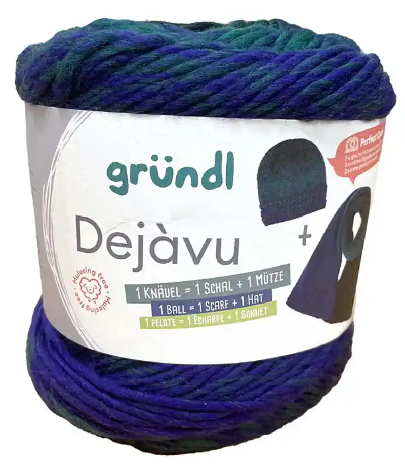 Dejavu 1 bol - 1 sjaal + muts Blauw groen verloop