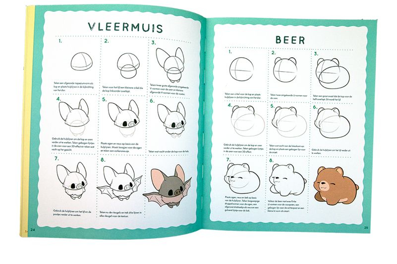 Leuke chibi dieren tekenen