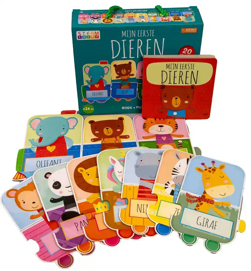 Mijn eerste dieren puzzeltrein met boek
