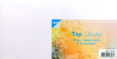 Joy kaarten 50st wit en enveloppen 135x135mm