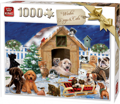 Legpuzzel kerst honden & katten 1000 stukjes
