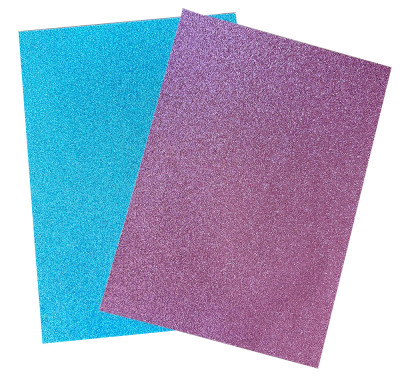 Glitterpapier A4 roze & lichtblauw 4vel