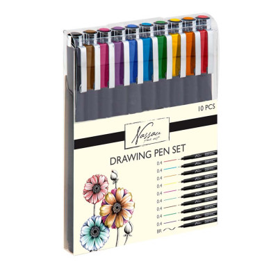 Nassau Drawing pen set fineliners coloured 10st
