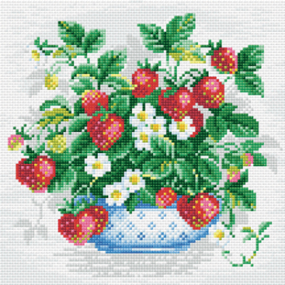 Diamond mosaic basket strawberries 27x27cm
