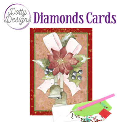 Dotty Designs Diamond Cards kerst bellen met rode bloemen
