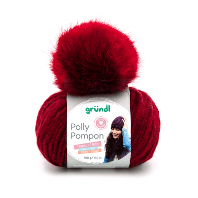 Polly Pompon 1 bol 100gr = 1 muts rood