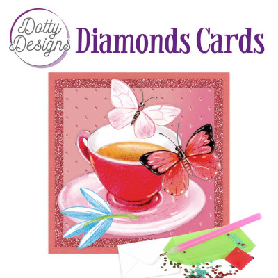 Dotty Design card 77 Butterfly and Cup vierkant