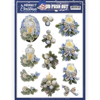 JA a Perfect Christmas 3D Push Out Blue Christmas Candles