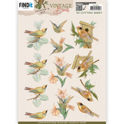 JA Vintage Birds knipvelset Birdcage / Wooden Birdhouse