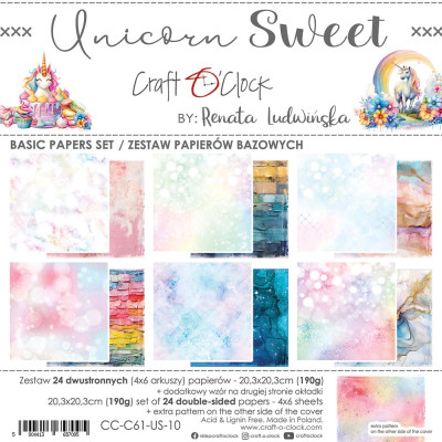 Craft O Clock Unicorn Sweet set base-papieren 20.3x20.3