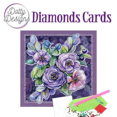 Dotty Design diamond cards purple flowers vierkant