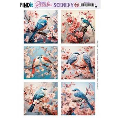 Scenery push out Berries beauties - Blue bird square