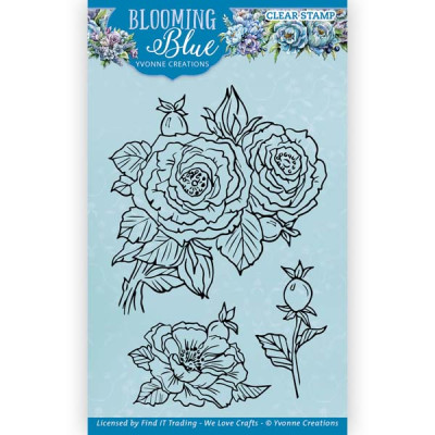 YC Blooming blue clear stamp Rosehip